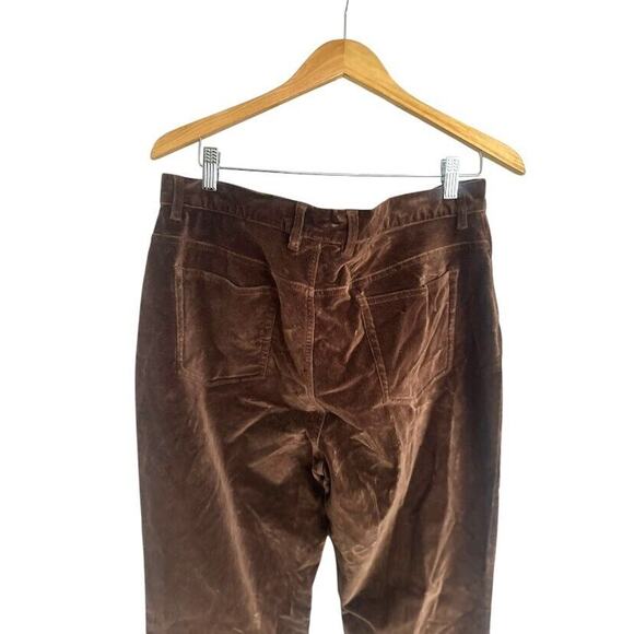 Eddie Bauer Womens Velour Pants Straight Leg Velvet Size 14 Tall Brown Stretch - Picture 4 of 10